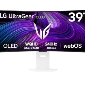 LG 39" UltraGear OLED 240Hz WQHD Curved Smart Gaming Monitor, 3440×1440, 0.03ms, 800R, DCI-P3 98.5%, HDR10, G-SYNC, FreeSync Premium, USB-C, 65W
